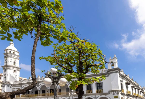 México, Palácio Municipal de Veracruz e ruas coloniais no centro histórico — Fotografia de Stock