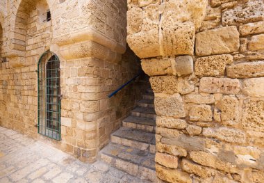 İsrail, Tel Aviv Namal Yafo tarihi eski Jaffa limanı sanat galerileri, butikler ve eski evler.