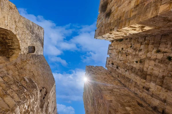 Jeruzsálem Izrael Mérföldkő Citadel Migdal Dávid Torony Dávid Óvárosában Jaffa — Stock Fotó