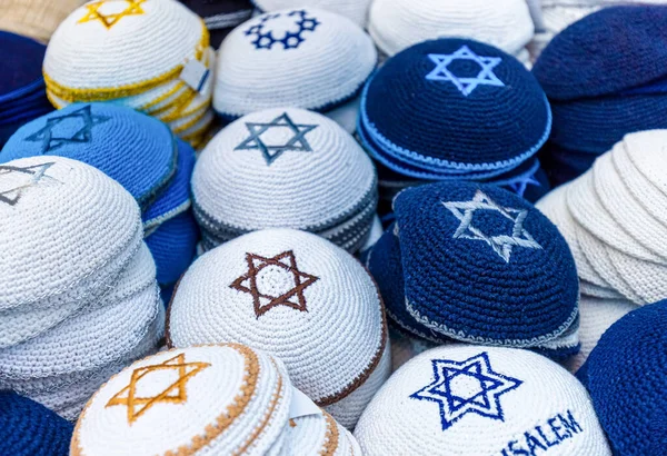 Israël Jeruzalem Mahane Yehuda Markt Met Authentieke Judaica Kippah Joods — Stockfoto