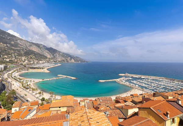 Scenic Panoramic View Menton Seashore Promenade Historic City French Riviera — Stockfoto