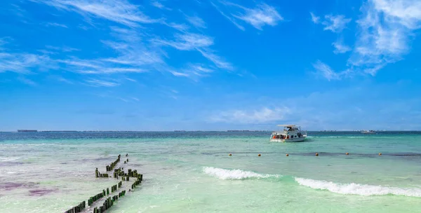 Mexikó Cancun Isla Mujeres Playa Norte Homokos Strand Pálmafákkal Várja — Stock Fotó