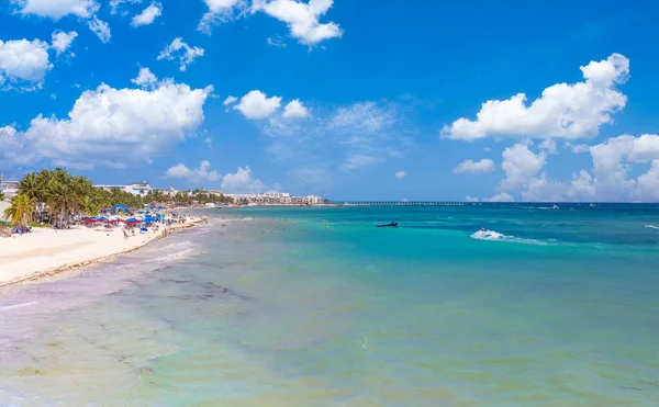 Mexico, scenic beaches playas and hotels of Playa del Carmen, popular tourism vacation destination.