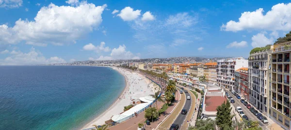 France Panoramic Skyline Old Historic Nice Center Azure Beaches Promenade — ストック写真