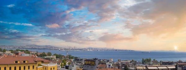 Turkey Panoramic View Bosphorus Strait Istanbul Ships Bosporus Approaching Port — Stock Fotó