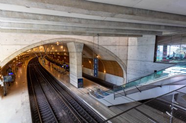 Monte Carlo, Monaco, France, 22 June, 2022: Monaco-Monte-Carlo Gare train station in the centre of Monaco connecting France Cote D Azure cities along the Mediterranean coast