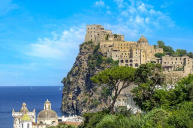 Italy, scenic medieval Aragon castle, Aragonese Castle om Ischia island near Naples.
