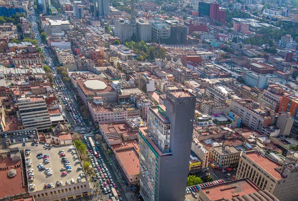 Mexico, Panoramic skyline view of Mexico City historic center from Tower Torre Latinoamericana.