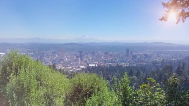 Usa Panoramic View Portland City Downtown Columbia River National Forest — Vídeos de Stock