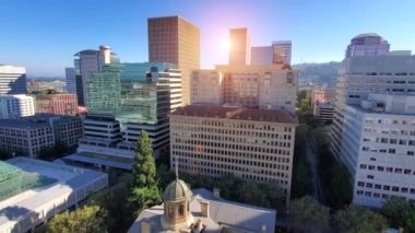 USA, panoramic view of Portland city downtown and financial center.