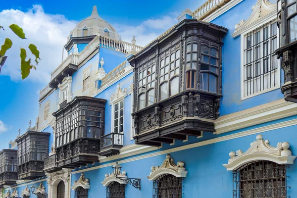 Lima Peru Ruas Cidade Velha Edifícios Coloniais Coloridos Centro Histórico — Fotografia de Stock
