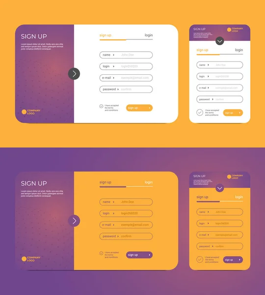 Giriş formu tasarımı. Mobil uygulamanız, UI, UX, kayıt formu, gezici giriş ekranı için web günlüğü ve site ve mobil uygulama için kayıt sayfası, İmzalayın Sayfada, Web sitesinde günlük kaydı