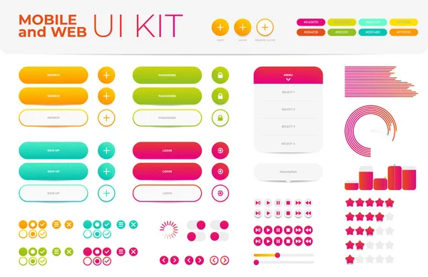 Ux ui kit for application and web site design, white theme background