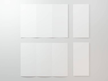 Sunum, marka ve portföy için basit gri arkaplan ve boş sayfalarla 3B model görüntüleme broşürü
