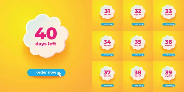 Days Left label, order now minimalist yellow social media banner in a friendly layered style with a blue button and cursor.