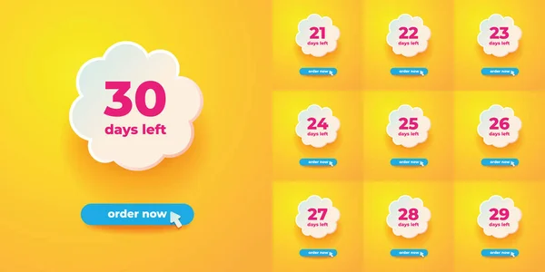Days Left label, order now minimalist yellow social media banner in a friendly layered style with a blue button and cursor.