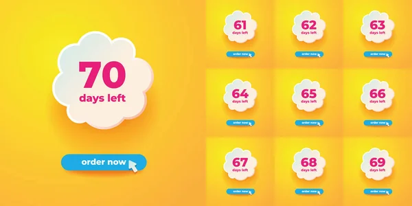 Days Left label, order now minimalist yellow social media banner in a friendly layered style with a blue button and cursor.