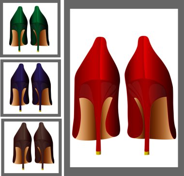 Red, green, blue and beige shoes clipart