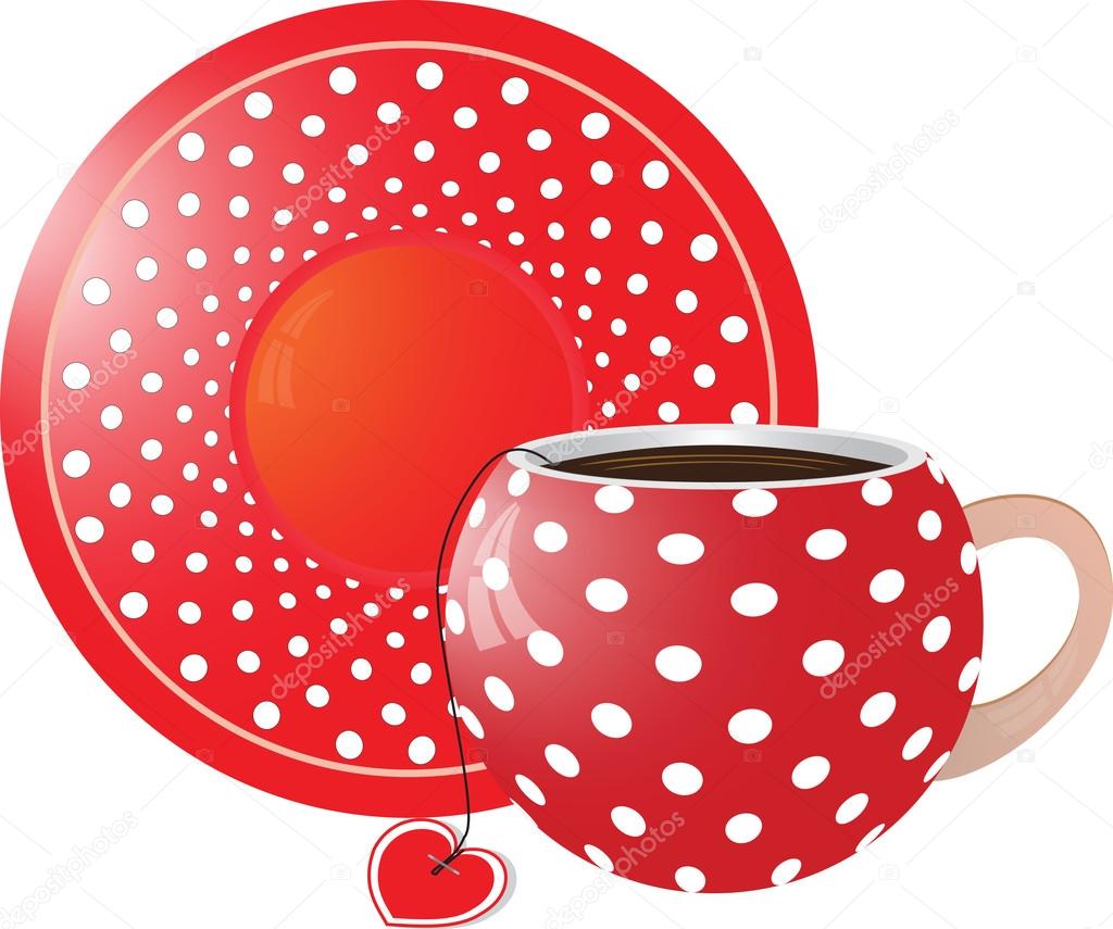 Red with white dots Cup and saucer