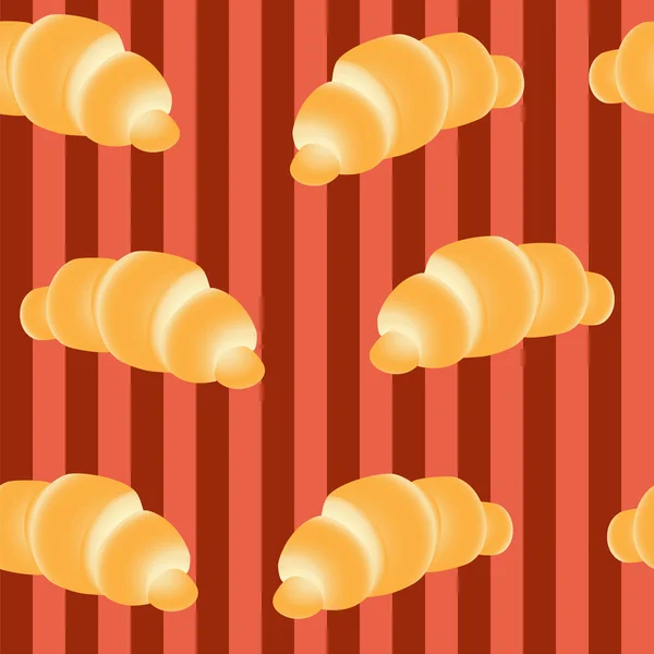 Croissanty na pruhovanou červeném pozadí — Stockový vektor
