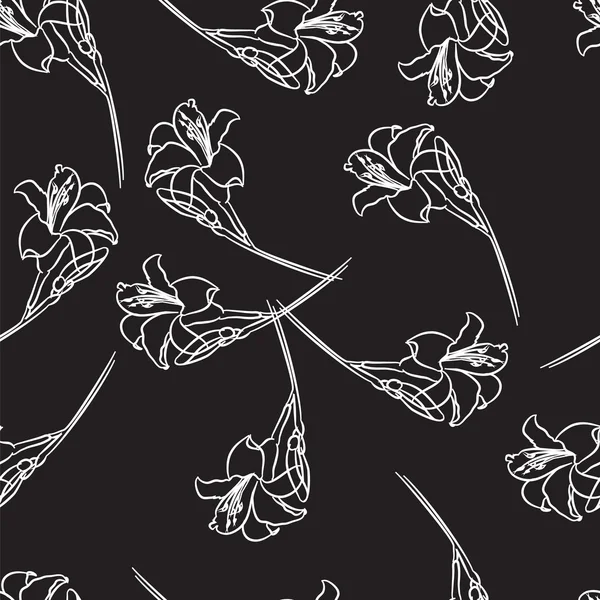 Weiße Lilien auf schwarzem Hintergrund — Stockvektor