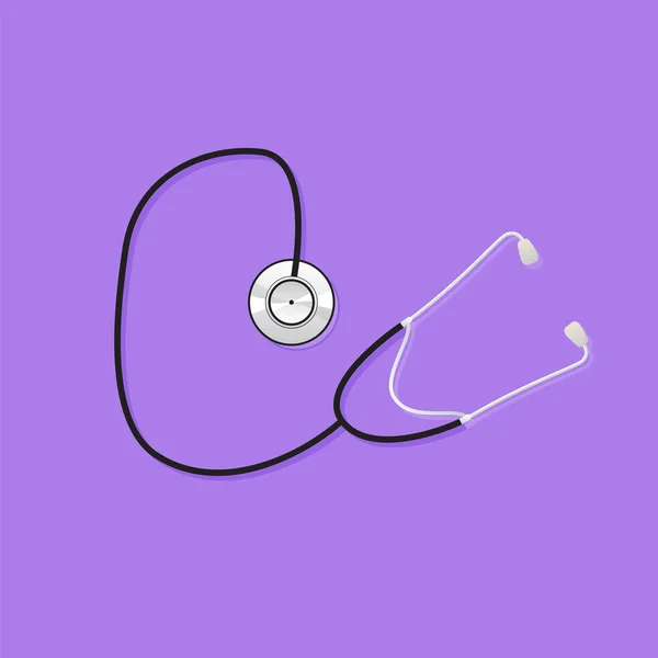Stetoskop på en lila bakgrund — Stock vektor