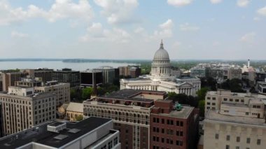 Hava Görüntüsü, Wisconsin Eyalet Meclis Binası Madison USA. Tarihi Yer İmleri
