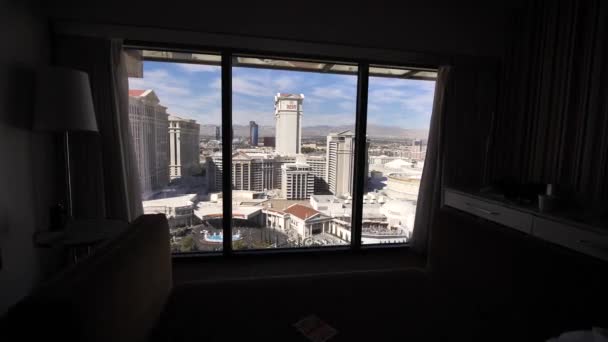 Las Vegas Strip Vista reveladora do quarto do Flamingo Hotel e Casino Nevada EUA — Vídeo de Stock