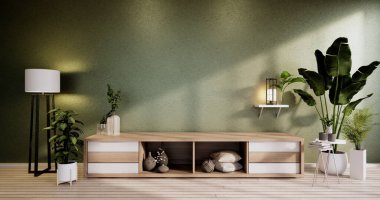 Modern boş oda Zen tarzı, minimalist tasarımlar. 3B görüntüleme