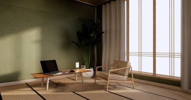Asgari yeşil Oturma odası 3D görüntüleme