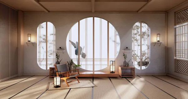Cabinet Mock Minimal Living Room Tatami Maid Floor Armchair Design — 스톡 사진