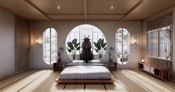 Interior Luxury modern Japanese style bedroom mock up, Designing the most beautiful. 3D rendering