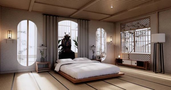 Interior Luxury modern Japanese style bedroom mock up, Designing the most beautiful. 3D rendering
