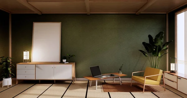 Minimal Green Living Room Rendering — Stock Photo, Image