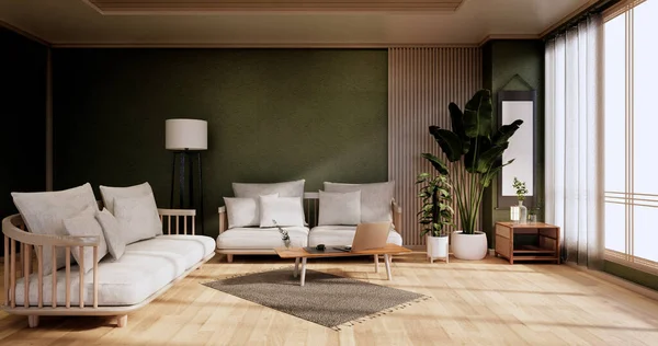 Rendering Minimal Hijau Living Room — Stok Foto