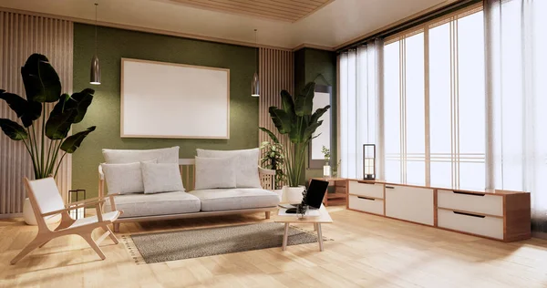 Minimal Grünes Wohnzimmer Rendering — Stockfoto