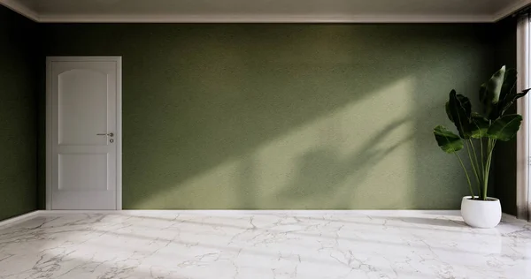 Prázdná Místnost Čistá Místnost Minimalistický Design Interiéru Zelená Stěna Žulové — Stock fotografie