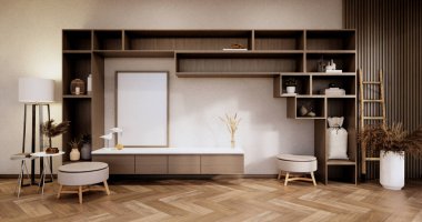 Livingroom 'daki Modern Boş Oda' daki Kabine. 3d oluşturma