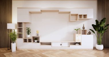 Livingroom 'daki Modern Boş Oda' daki Kabine. 3d oluşturma