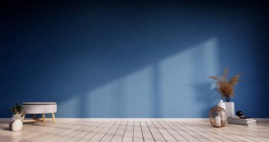 İç dekorasyonu mavi. Kapı kağıdı ve dolap rafı var. Tatami paspas odası japon tarzı. 3B görüntüleme