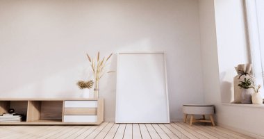 Kabine minimalist, modern Japon beyaz odası. 3d oluşturma