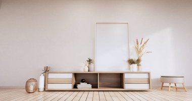 Kabine minimalist, modern Japon beyaz odası. 3d oluşturma