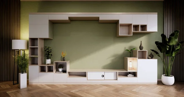 Interior Cabinet Modern Green Empty Room Livingroom Rendering — Stock Photo, Image