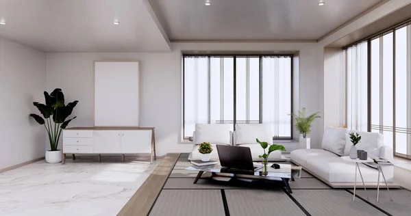 Interieur Design Zen Moderne Woonkamer Japanse Stijl Rendering — Stockfoto