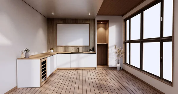 Keuken Kamer Japanse Stijl Rendering — Stockfoto