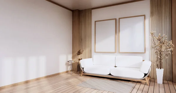 ミニマルなインテリア ソファ家具や植物 モダンな部屋のデザイン — ストック写真