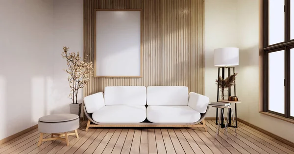 Minimalistisches Interieur Sofamöbel Und Pflanzen Modernes Raumdesign Rendering — Stockfoto