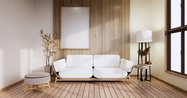 Minimalistisch Interieur Sofa Meubelen Planten Modern Kamerdesign Rendering — Stockfoto