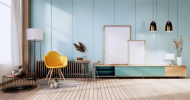 Naneli Salon 'un içi naneli duvar zemininde. 3B görüntüleme