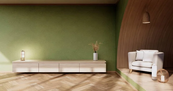 Quarto Moderno Verde Japonês Style Renderização — Fotografia de Stock